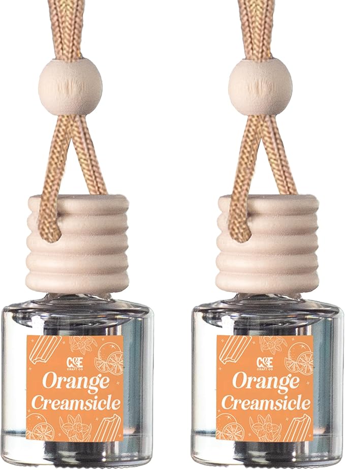 CANDECraftCo Car Air Hanging Fragrance Oil, Car Auto Freshener for Essential Oils, Scents Fragrance Aromatherapy Automobile Diffuser, Long Lasting (Orange Creamsicle)