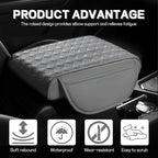 Car Armrest Cushion, 12.2"×8.3" Leather Auto Memory Foam Center Console Pad with Storage Pocket, Waterproof & Anti-Scratch Elbow Pillow Armrest Seat Box Protector, Universal Fit (Gray)