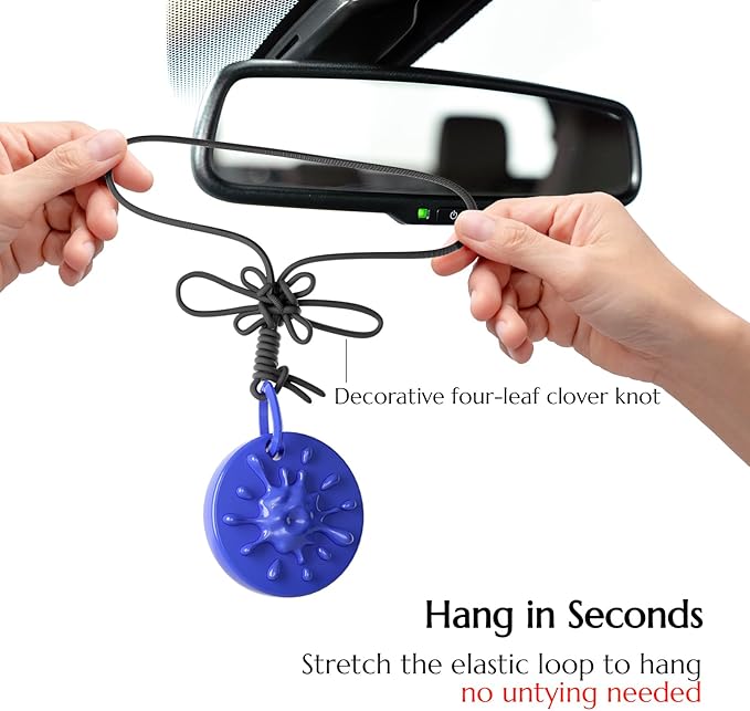 Car Air Freshener Hanging, Car Fresheners Long Lasting for Men & Women, Refillable Essential Oil Diffuser with 7 Beads + 14 Refills, 40-50 Days Scent for Home, Office, Bathroom - Ocean