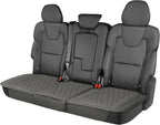 Motor Trend Rear Seat Cushion - Gray Diamond Stitched Faux Leather Rear Seat Cover for Cars, Trucks, SUVs - Padded, Waterproof, Non-Slip Back Seat Cover with Storage Pockets