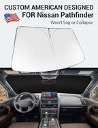 Proadsy Windshield Sun Shade for Nissan Pathfinder 2026 2025 2024 2023 2022 Foldable Front Sunshade Protector Sun Visor Blocks UV Rays Keep Car Cooler