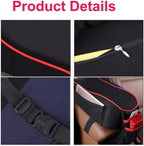 Car Armrest Cushion, Auto Center Console Armrest Pillow, Memory Foam Car Armrest Console with Phone Holder Storage Pockets Universal Fit for Most Car (Black Red)