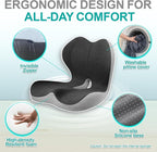 Seat Cushion for Office Chair, Car and Wheelchair Use, with Lumbar Support Pillow and Memory Foam Coccyx Cushion for Tailbone, Back, Sciatica, Ergonomic seat Cushion