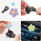 Cute Car Decor Interior Aesthetic Accessories for Women 6pcs Girly Flower Cars Air Freshener Vent Clips for Girls Pink/Purple/Blue/Green/Yellow Boho Scents Decorations Stuff Kawaii Christmas Gifts