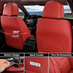 Coverado Seat Covers, Car Seat Covers Front Seats, Premium Nappa Leather Seat Covers for Cars, Waterproof Car Seat Protector with Lumbar Support, Front Seat Covers Universal Fit for Most Cars (Red)