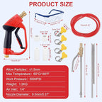 Pressure Washer Sand Gun Blaster Kit with Gun, 5000 PSI Sand Gun Blaster for Pressure Washer with 4 PCS Replacement Nozzle & 1/4'' Quick Disconnect Wet Abrasive Sand Gun Blaster Attachment