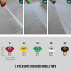 Pressure Washer Short Gun, Foam Cannon with 1/4 Inch Quick Connector, Power Washer with 5 Pressure Washer Nozzle Tips, M22-14 mm Inlet Connector