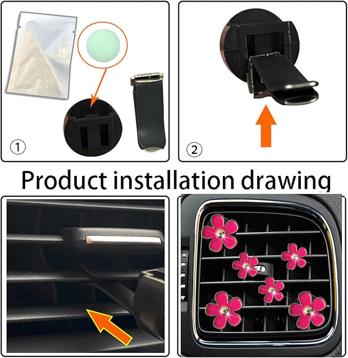 Daisy Air Vent Clips - 6 Pcs Cute Flower Car AC Outlet Clip, Freshener Clip Charm - interior Decor Charm (Rose Red)