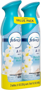 Febreze Air Mist, Air Freshener Spray, Odor Fighting Room Spray, Deodorizer for Home Bathroom Kitchen Office Apartment Dorm Room Classroom, Bora Bora Waters Scent, 8.1oz (Pack of 2)