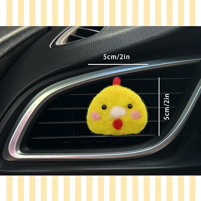Chick Air Vent Clips Car Air Freshener Vent Clip,Yellow Chicken Car Accessories for Women Teens,Wool Felt Girly Decor,Refillable Essential Oil Diffuser