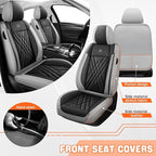 Car Seat Covers Compatible with Toyota Camry 2012-2026 Durable Waterproof Automotive Seat Covers Stretchable Fabric Material, Airbag Compatibility, Premium Nappa Leather(Black Gray, 2 Pcs Front)