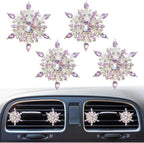 Bling 4Pcs Snowflake Air Vent Clips Car Air Freshener Outlet Clips Bling Rotatable Snowflake Car Vent Decorations Stress Relief Auto Accessories Toy Refillable (Purple)