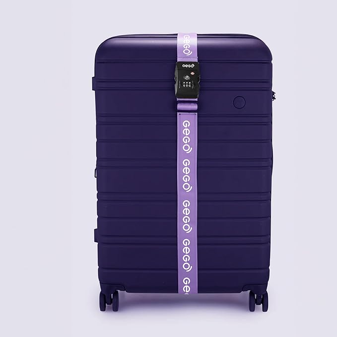 GEGO Premium Travel Kit, Sleep Mask 3D Contoured Eye with Soft Memory Foam, Luggage Tag Waterproof Resistant and Strap with Lock for Luggage TSA Approved (Sleep Mask Purple/Luggage Tag Purple)