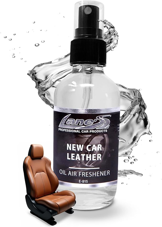 LANE’S Premium Car Air Freshener "New Car Leather" - 4oz Oil-Based, Long-Lasting Auto Scent Spray - Food, Pet, Odor Smell Deodorizer for Cars, Trucks, SUVs' Interior Leather, Carpet, Upholstery