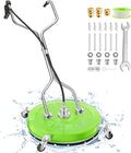24“ Pressure Washer Surface Cleaner with 4 Wheels - Coated Green Dual Handle Stainless Steel Surface Cleaner for Pressure Washer Attachment for Concrete, Patio, Sidewalk, Deck and Driveways - PWS24G