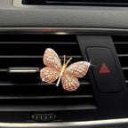 Bling Butterfly Car Air Vent Clip, Cute Rhinestone Air Freshener Clip, Glam SUV Outlet Vent Decorations, Charm Car Inter Decor Accessories for Girls Women (Pink + Red)