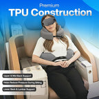 4-in-1 Travel Comfort Set Inflatable Neck Pillow, Convertible Lumbar Support & Foot Hammock, 3D Sleep Mask & Ear Plugs Complete Comfort Kit for Airplane, Office & Car Gift-Ready (Gray)