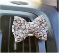 1 Pc Bling Crystal Car Bow-knot Air Vent Fragrance Sparking Rhinestone Car Diffuser Air Freshener with Vent Clip - Black