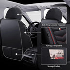 Car Seat Cover 6 Seats for Ford Explorer 2000-2026, Waterproof Durable Compatible Airbag, Premium Leather Seat Protector(6 Seats Standard,Black Red)