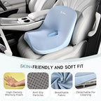 Car Seat Cushion and Lumbar Support Pillow, Larger Memory Foam Seat Cushion, Ergonomic L-Shaped Design Cushion for Back Pain Relief, Non-Slip Driving Cushion for Car, Office, Truck, Wheelchair-Blue