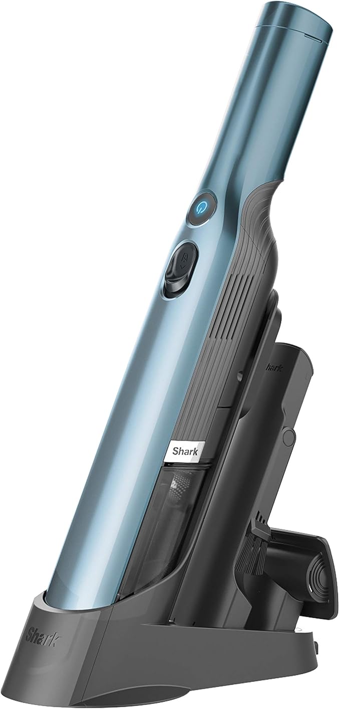 Shark WV201BLBRN WANDVAC Cordless Hand Vac, Lightweight and Portable at 1.4 lbs. with Powerful Suction, Charging Dock, One-Touch Empty for Car & Home, Cove Blue