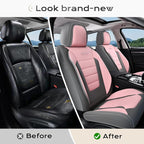 Coverado Car Seat Covers Front, Seat Covers for Cars, Waterproof 2-Pack Car Seat Cushions, Leather Carseat Seat Protectors, Universal Seat Covers Fit for Most Sedans SUV Pick-up Trucks(Gray&Pink)