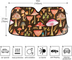 Watercolor Mushrooms Brown Car Windshield Sun Shade Foldable UV Ray Sun Visor Protector Sunshade to Keep Your Vehicle Cool (55" x 27.6")