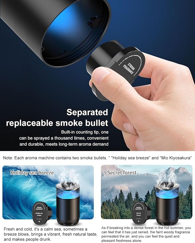 Car Air Freshener, Smart Car Air Freshener Diffuser, Auto On/Off Air Diffuser with Three Adjustable Modes, RGB Music Syncing Light, for Men,Father,Husband