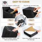 JOEJOY Dog Car Seats for Small Medium Dogs Under 35lbs, Dog Booster Seat with Detachable Washable Cover and Cushion, Memory Foam Pet Car Seat with Safety Belt and Storage Pockets (Black)