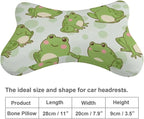 Car Pillow for Neck Pain Relief Support, Compatible with Cute Sitting Frog Memory Foam Car Neck Pillow for Car Seat with Adjustable Strap, 2 Pcs Car Headrest Pillow for Ergonomic Design