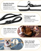 Hands Free Dog Leash, 2-in-1 Detachable Pet Seatbelt,5.9-9.2 ft Crossbody Dog Leash with Double-Sided Reflective for Walking, Hiking, Travel etc (Black)