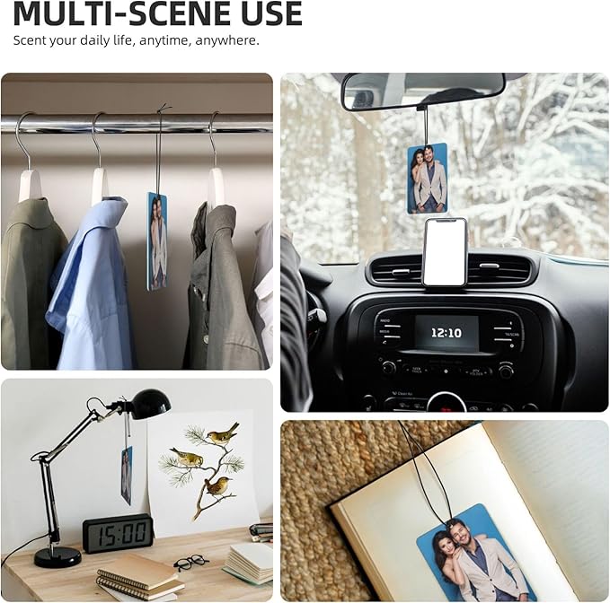 Custom Car Air Freshener with Pictures Logo Design Your Own Customized Gifts for Birthday Christmas Christmas, Rectangular