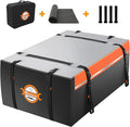 Sailnovo Rooftop Cargo Carrier 15 Cubic Feet, Waterproof Car Roof Bag Top Luggage Storage with Slip Mat, 4 Door Hooks & Heavy-Duty PVC for All Vehicle Roof with/Without Rack Cross Bar Orange
