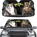 GENANY Lovely Cat Couple Windshield Sun Shade for Car SUV Truck (55x30 Inches), Sun Shade Windshield, Shades for Front Windows, Sunshade for Car Windshield, Protector Blocks UV
