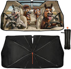Socira Funny Horse Car Windshield Sun Shade Umbrella Foldable Sunshade for Front Window Auto Windshield Sunshade Covers Horse Car Accessories Protect from Sun Rays Heat Gifts 57'' X 30''