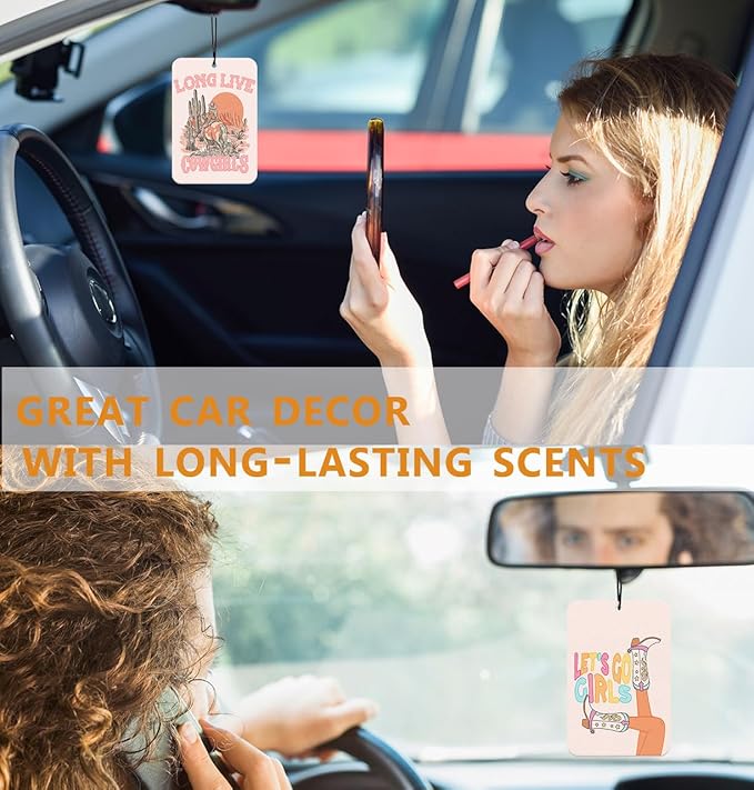 Western Car Accessories for Women Interior Western Cowgirls Cute Car Air Freshener Hanging 3Pcs, Long Live Cowgirl Boots Decorations Orange Pink Air Freshies Western Gifts for Women (Lavender)