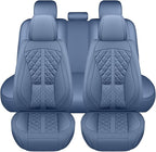 otoez Car Seat Covers Full Set, Blue Leather Seat Cover 5 Seat, Waterproof Automotive Front & Rear Seat Cushion Protector Full Coverage for Most Cars Sedens Trucks SUVs Vans (Blue)