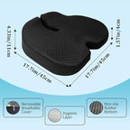 Car Seat Cushion for Long Sitting - X Large Premium Gel & Memory Foam Office Chair Cushion for Back,Sciatica,Coccyx,Tailbone Pain Relief, Driver Pillow for Auto, Gaming,Desk, Wheelchair,Truck (Black)