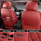 Auto Car Seat Covers Full Set Leather Cushion Protector Breathable Waterproof Seat Cover for Cars Universal Fit (Wine, Full Set Without Headrest)