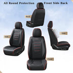 Coverado Seat Covers Full Set, Seat Covers for Cars, Car Seat Cover, Car Seat Protector, Nappa Leather Car Seat Cushion, Waterproof Car Seat Covers Front Seats and Back Fit for Most Cars (Redline)