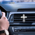 Bling Car Dashboard Air Vent Trim Clips, Crystal Rhinestone Air Vent Clips, Car Interior Decoration Accessories, Cross Air Conditioning Outlet Clip for Women Girls (Silver, 1PCS)