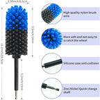 Wheel Brush, Soft Drill Wheel Cleaner Brush, Drill Brush for Car Wheel, No Scratches Highly Dense and Durable Car Wheel Brush Rim Tire Car Cleaning Brush for Wheels, Rims, Engines, Exhaust