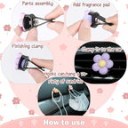 Tallew 12 Pcs Daisy Flower Car Accessories Vent Clip Cute Colorful Flower Car Accessories Air Conditioning Outlet Air Freshener Vent Clip Charm Interior Decor for Women