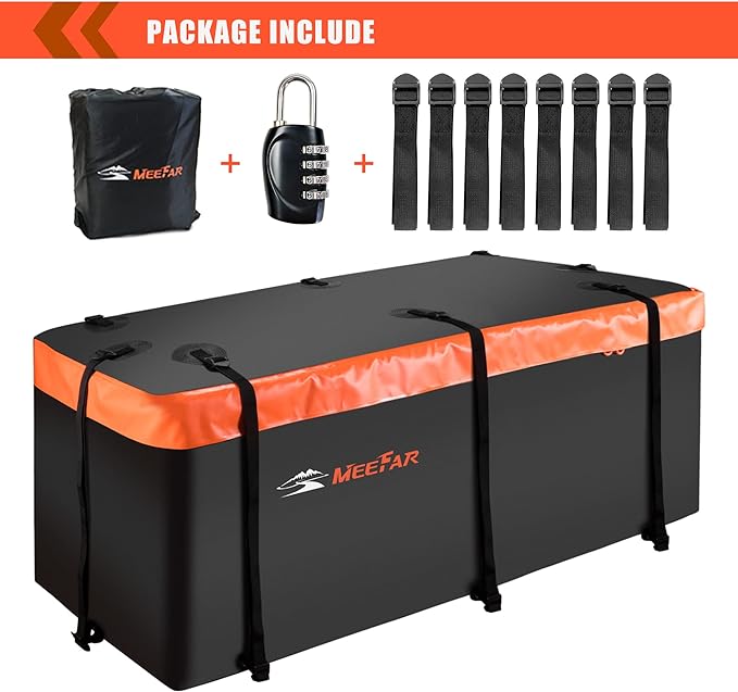 Car Roof Top Rooftop Cargo Carrier Bag cu ft Cubic feet Waterproof for All Cars with/Without Rack, Includes Anti-Slip Mat, 10 Reinforced Straps, 6 Door Hooks, Luggage Lock (20 Cubic Feet Hitch)