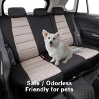 coverdream Rav4 Cloth Seat Covers Full Set for 2019-2024 2025 Toyota Rav4 LE,XLE,XLE Premium,Limited SUV,Fully Covered,UV Resistant Polyester Car Seat Protector,Fit Like A Glove(Black & Beige)