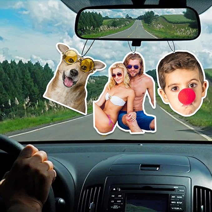 HJX Custom Air Fresheners with Picture, Double-Sided Air Freshener for Car Customized Photo Text, Personalized Meaningful Gifts for Boyfriend (White Style)