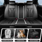 Fit Prius Car Seat Covers for Toyota Prius 2001-2025 2026 -Full Set Premium Leather, Waterproof, Breathable，All-Weather Seat Cushion Protecto & Airbag Compatible, 5-Seats All Black