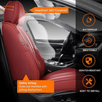 Front Car Seat Covers, Leather Car Seat Covers, Fit for Most Cars SUV and Most Sedan Red