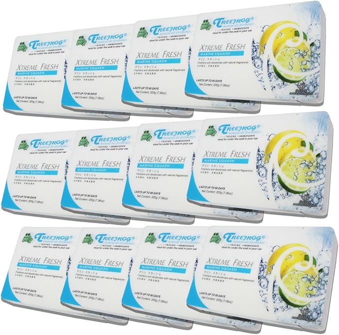 Auto Dynasty Pack of 12 TreeFrog Xtreme Fresh Under-The-Car Natural Air Freshener (Marine Squash Scented)