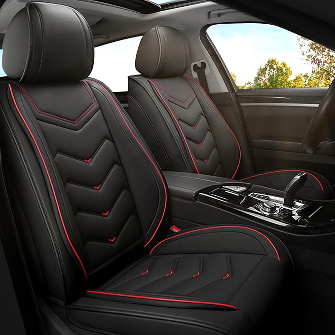 Car Seat Covers for VW Eos 2007-2016, Premium Nappa Leather Car Seat Cover, Stylish Sport Seat Covers， Automobile Seat Cover Sets.(Standard 2 Seats/Black)